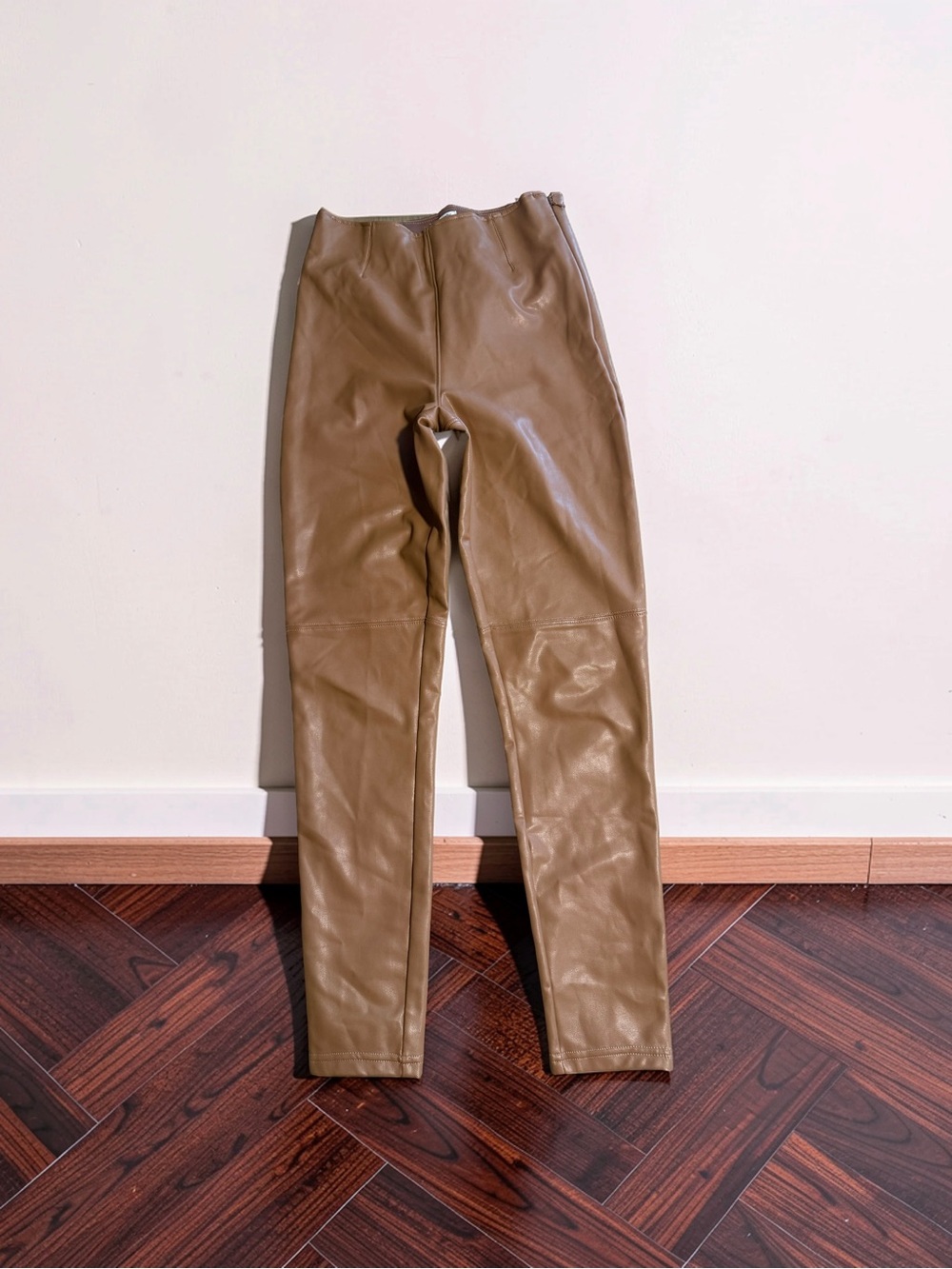 Abercrombie & Fitch Women’s  Faux Leather Pants in Carmel Brown.